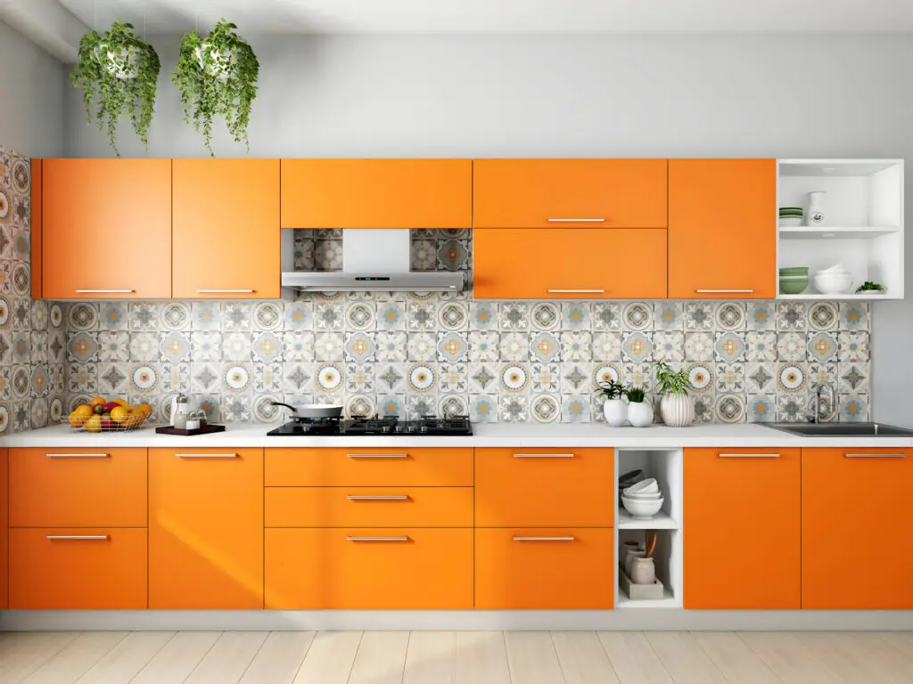 Luxury kitchen design in Pakistan with Swiss Lagna front and Blum hardware